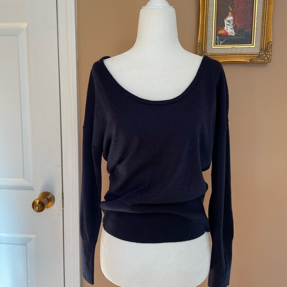 Reiss Merino Wool Off-Shoulder/Scoop back reversible sweater - Picture 5 of 9